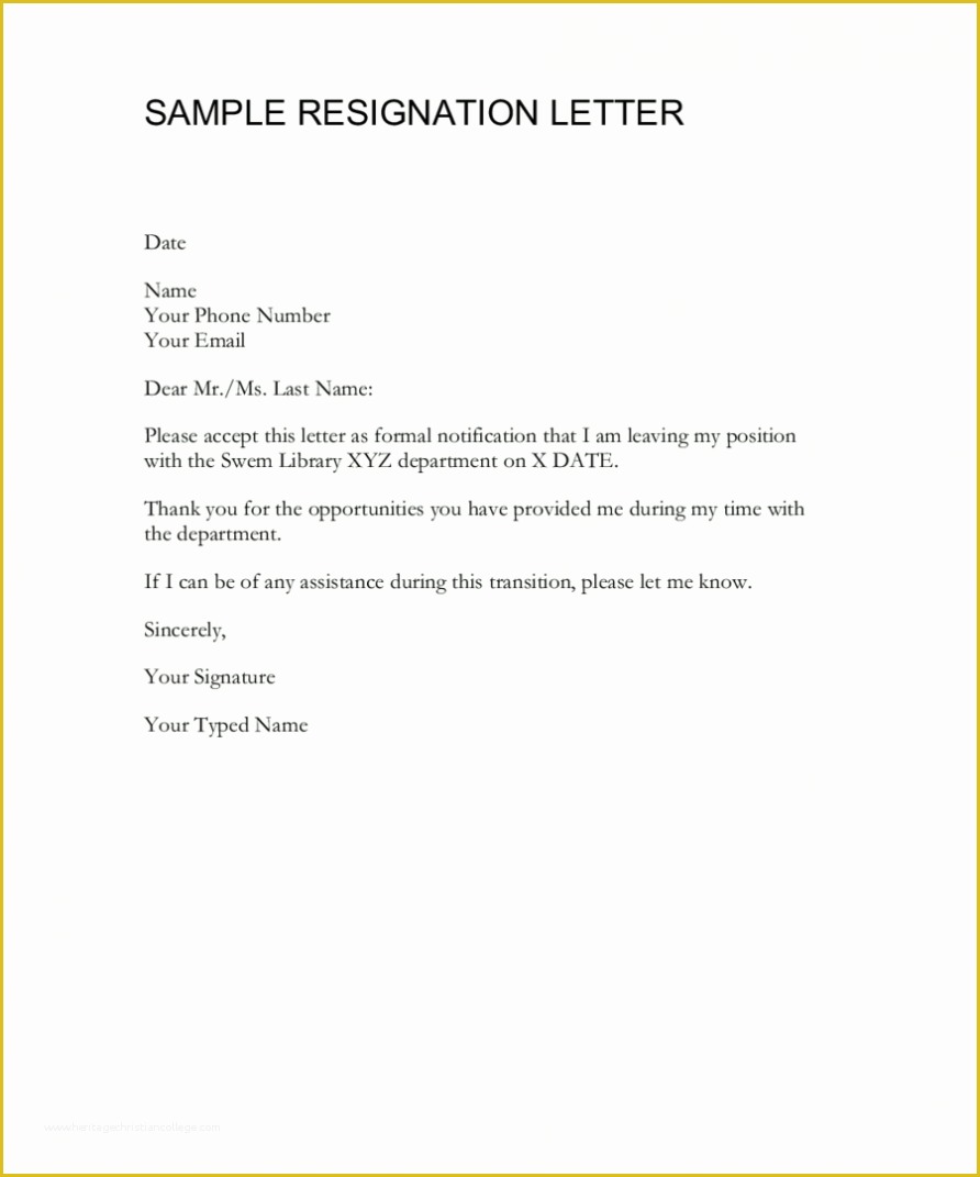 Free Resignation Letter Template Word Of How to Write A Resignation Letter Template Free Word