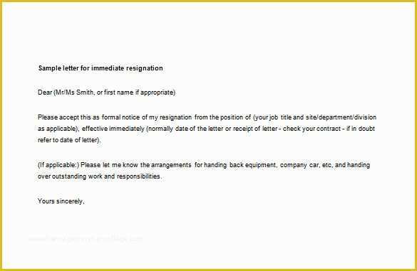 Free Resignation Letter Template Word Of Immediate Resignation Letter Template 7 Free Word