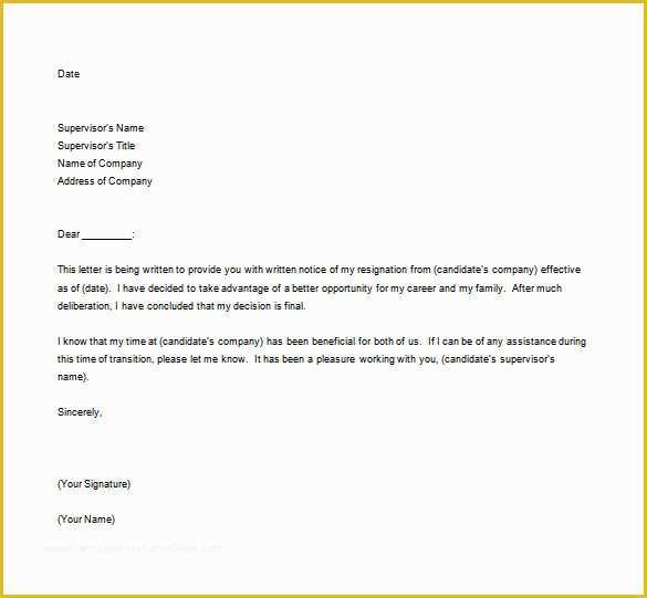 Free Resignation Letter Template Word Of Resignation Letter formats 10 Free Word Excel Pdf
