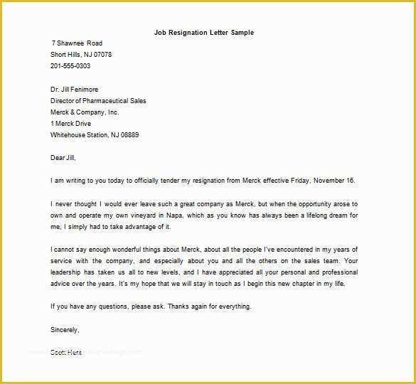 Free Resignation Letter Template Word Of Resignation Letter Template 17 Free Word Pdf format