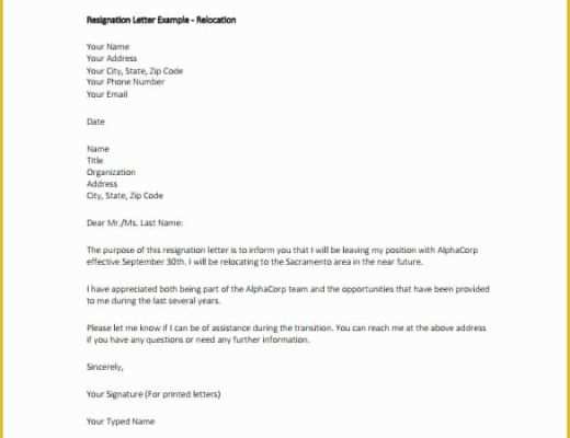 Free Resignation Letter Template Word Of Simple Resignation Letter