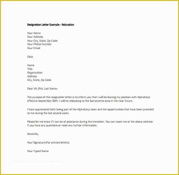 Free Resignation Letter Template Word Of Simple Resignation Letter