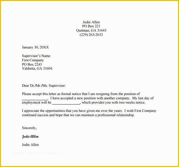 Free Resignation Letter Template Word Of Simple Resignation Letter Template – 15 Free Word Excel