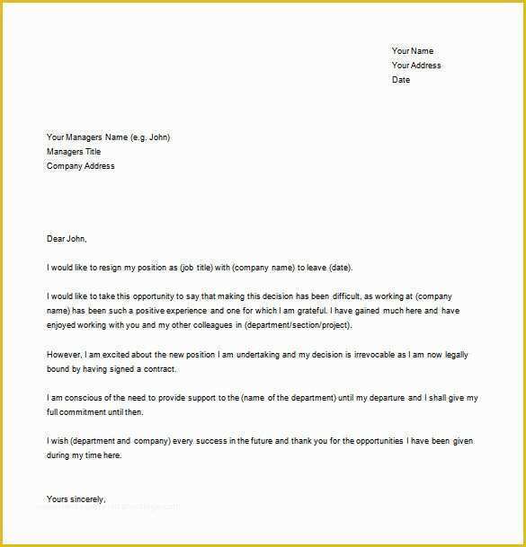 Free Resignation Letter Template Word Of Simple Resignation Letter Template – 15 Free Word Excel