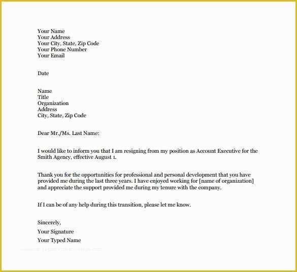 Free Resignation Letter Template Word Of Simple Resignation Letter Template 28 Free Word Excel