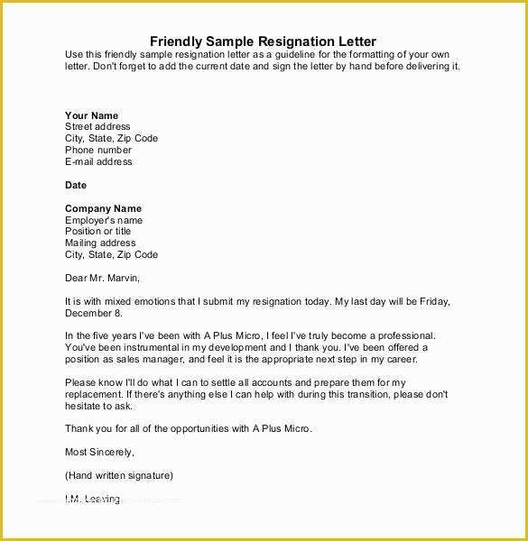 Free Resignation Letter Template Word Of Simple Resignation Letter Template – 28 Free Word Excel