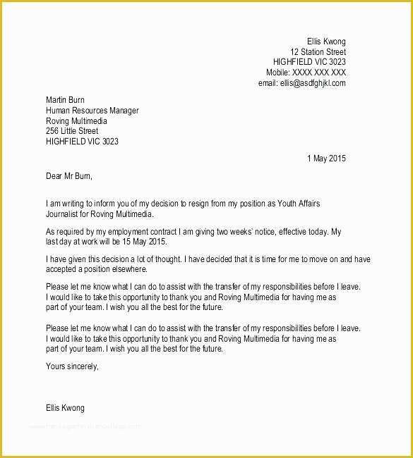 Free Resignation Letter Template Word Of Templates for Resignation Letter Sarahepps