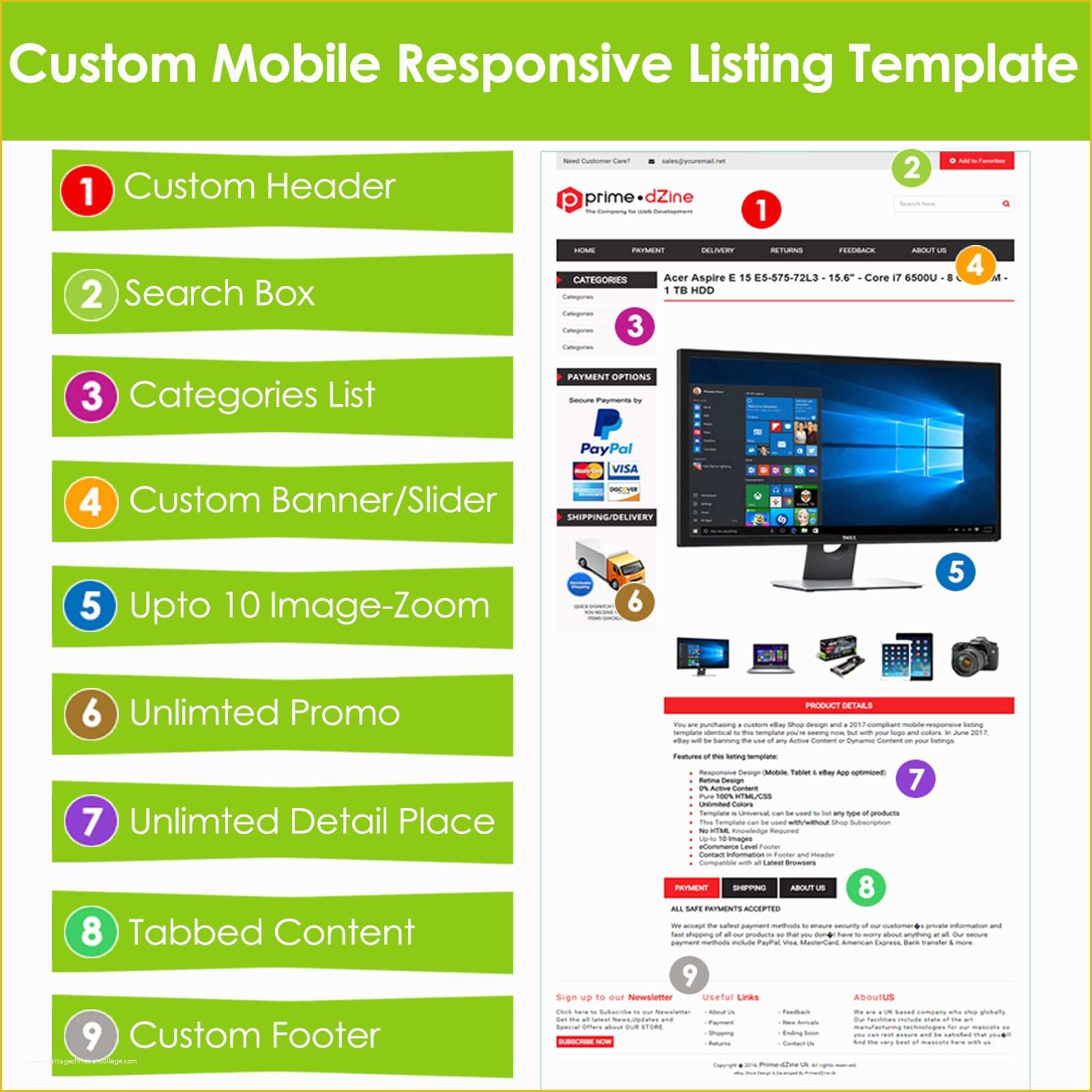 Free Responsive Ebay Template Of Custom Ebay Listing Template HTML Professional Mobile