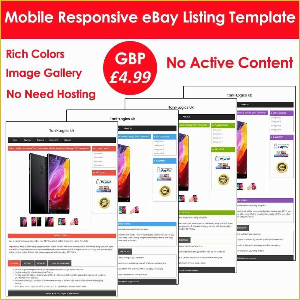 Free Responsive Ebay Template Of Ebay Listing Template Auction HTML Professional Mobile