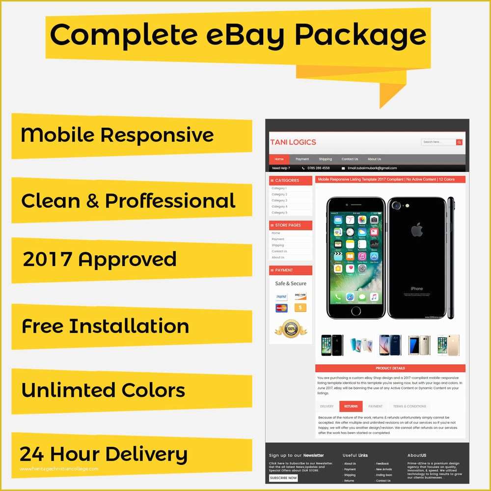 Free Responsive Ebay Template Of Mobile Responsive Ebay Listing Template Auction 2017