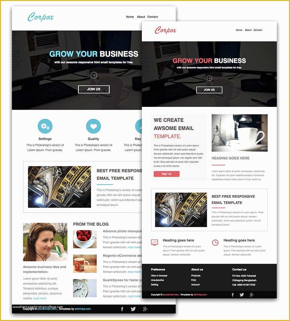 Free Responsive Mailchimp Templates Of Corpox Free Responsive Email Newsletter Templates