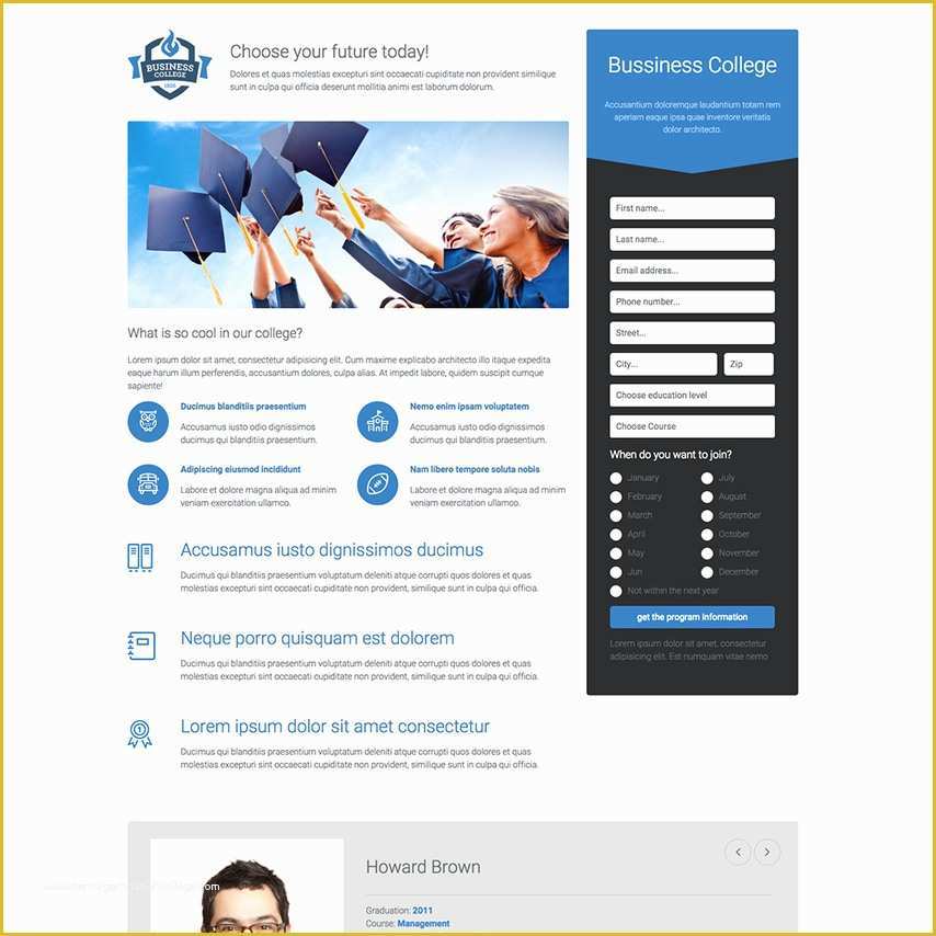 Free Responsive Website Templates Of College Landing Page Free Responsive Website Template