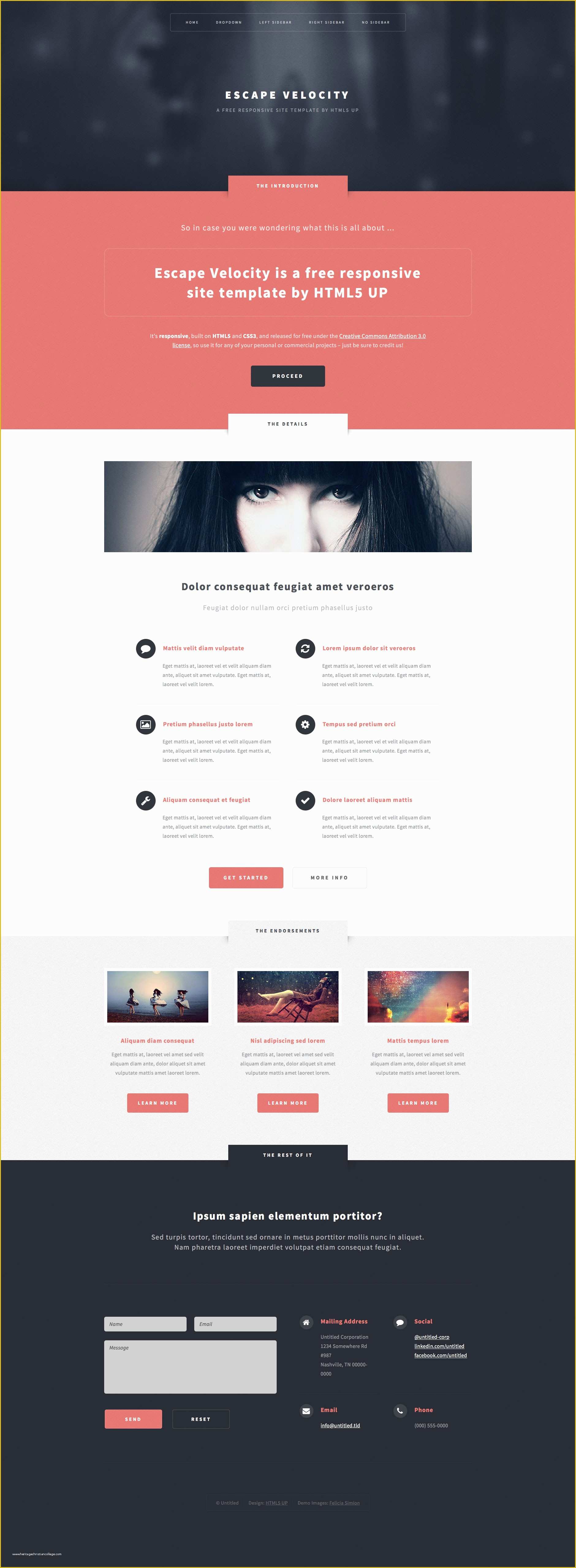 Free Responsive Website Templates Of Escape Velocity Free Responsive HTML5 Template