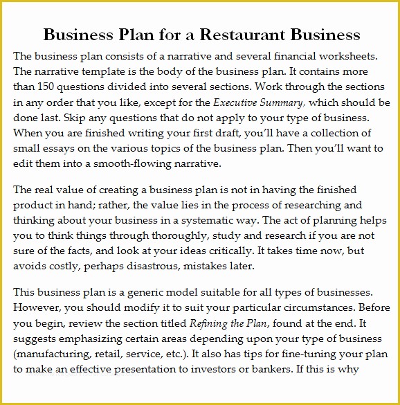 Free Restaurant Business Plan Template Of 32 Free Restaurant Business Plan Templates In Word Excel Pdf