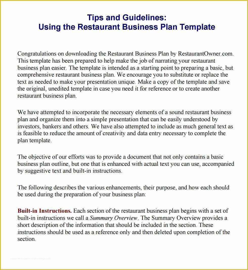 Free Restaurant Business Plan Template Of Clever Simple Business Plan Templates Free