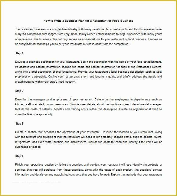 Free Restaurant Business Plan Template Of Restaurant Business Plan Template 16 Word Excel Pdf