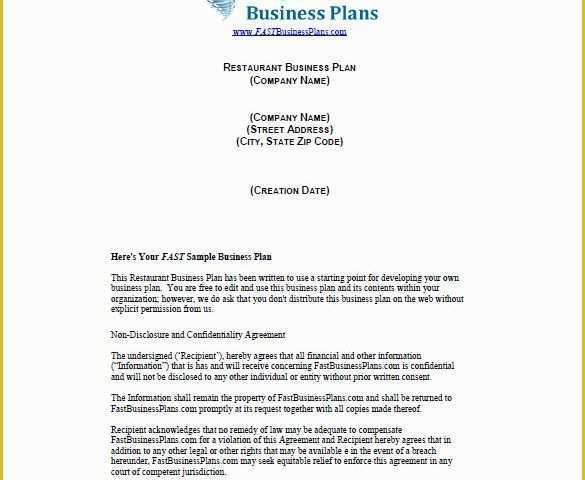 Free Restaurant Business Plan Template Of Small Business Plan Template 15 Word Excel Pdf Google