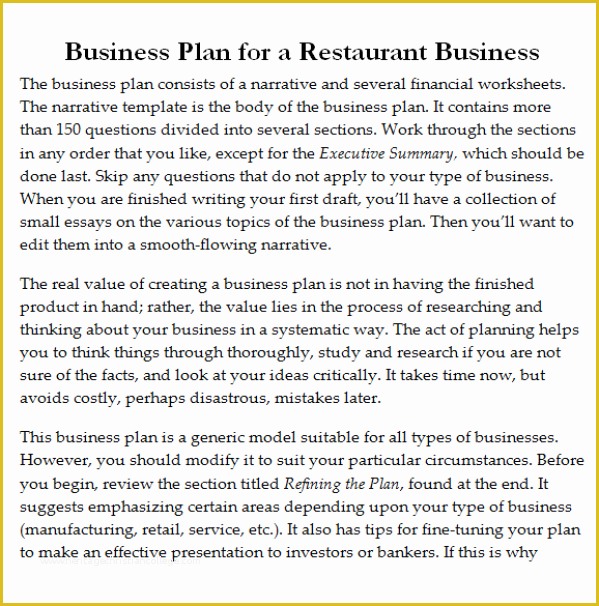 Free Restaurant Business Plan Template Pdf Of 32 Free Restaurant Business Plan Templates In Word Excel Pdf