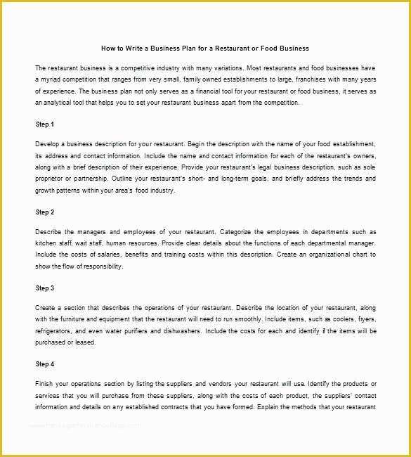 Free Restaurant Business Plan Template Pdf Of Free Restaurant Business Plan Template Pdf Business Plan