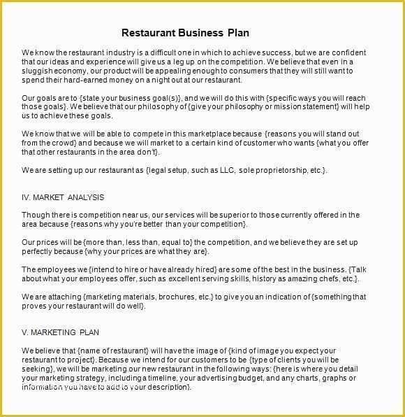 Free Restaurant Business Plan Template Pdf Of How to Make A Business Plan for A Restaurant Template