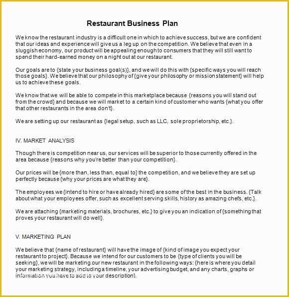 Free Restaurant Business Plan Template Pdf Of How to Make A Business Plan for A Restaurant Template