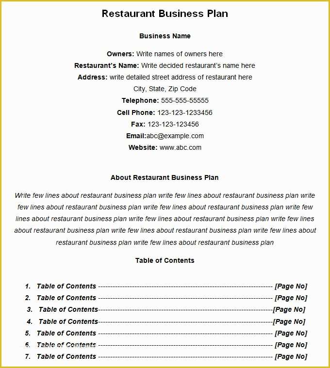 Free Restaurant Business Plan Template Pdf Of Restaurant Business Plan Template 9 Free Pdf Word