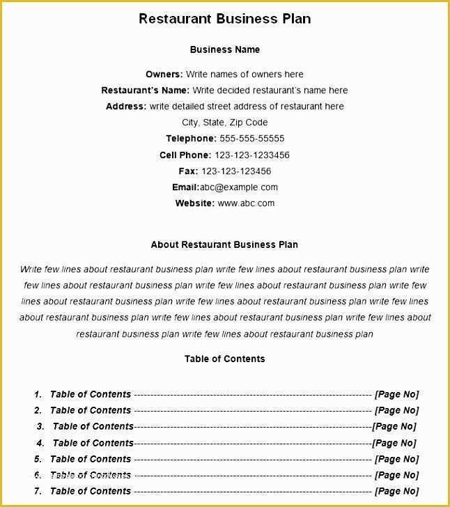 Free Restaurant Business Plan Template Word Of 10 Business Plan Template Free Pdf Sampletemplatess