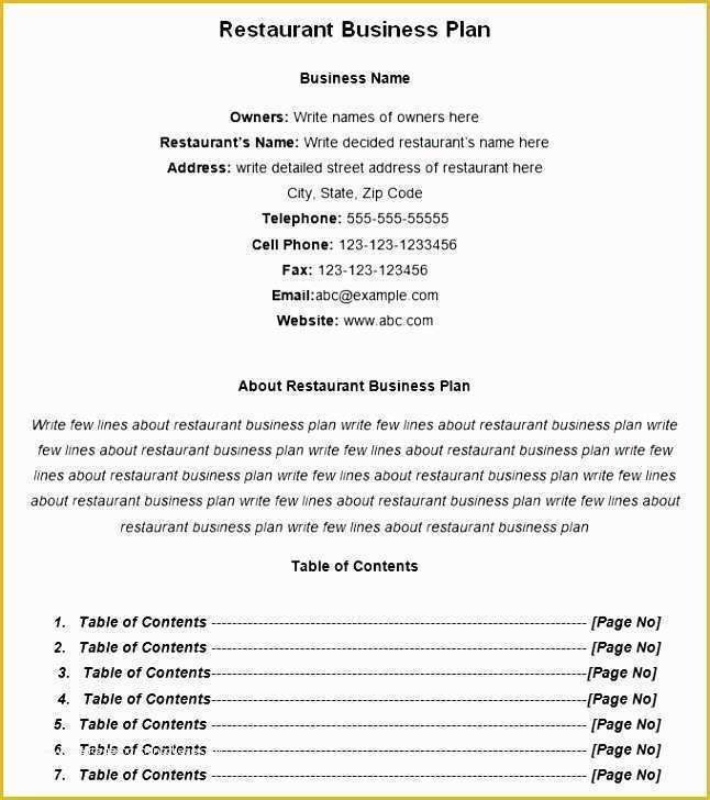 Free Restaurant Business Plan Template Word Of 10 Business Plan Template Free Pdf Sampletemplatess