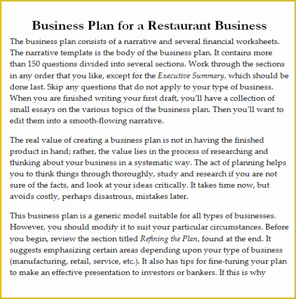 Free Restaurant Business Plan Template Word Of 32 Free Restaurant Business Plan Templates In Word Excel Pdf