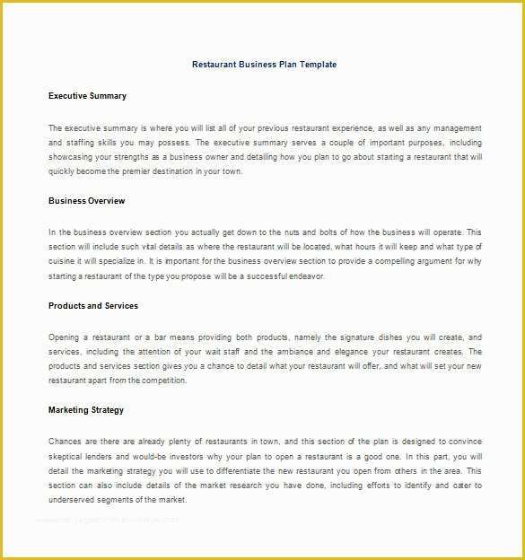 Free Restaurant Business Plan Template Word Of Business Plan Template – 97 Free Word Excel Pdf Psd