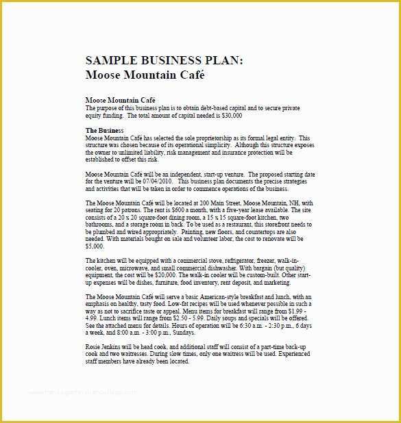 Free Restaurant Business Plan Template Word Of Cafe Business Plan Template Word Small Restaurant Business