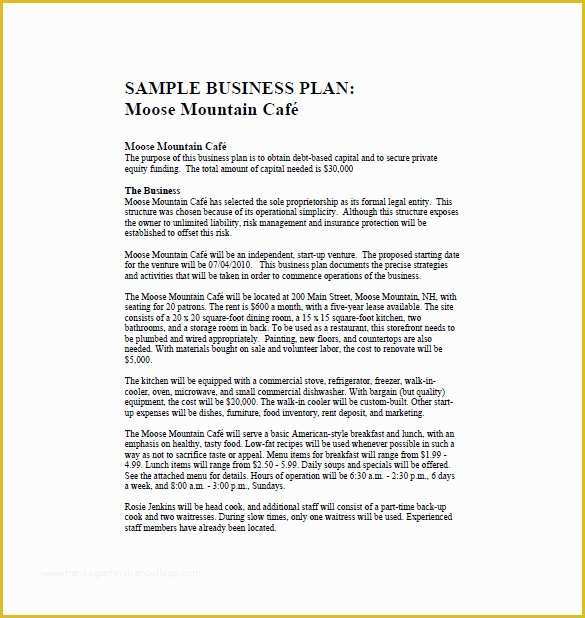 Free Restaurant Business Plan Template Word Of Cafe Business Plan Template Word Small Restaurant Business