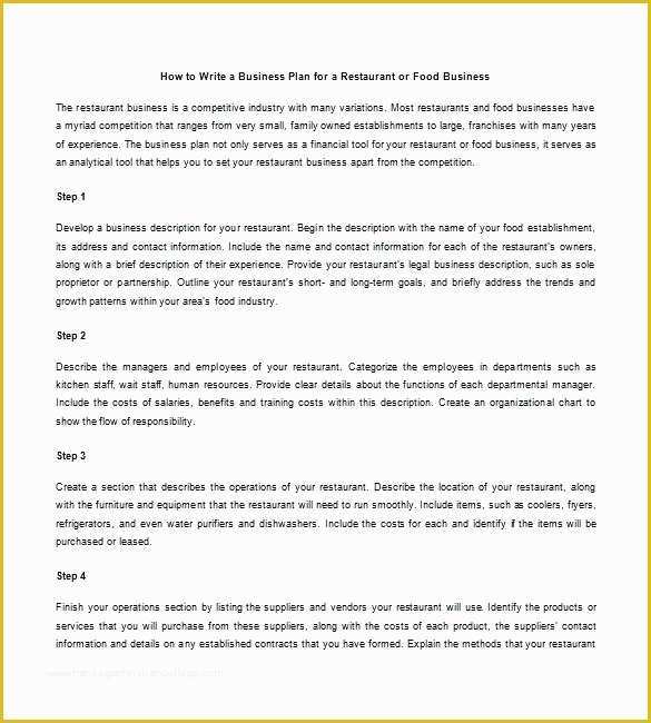 Free Restaurant Business Plan Template Word Of Free Restaurant Business Plan Template Template for Family