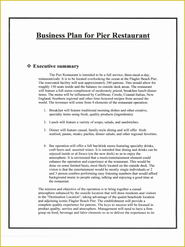Free Restaurant Business Plan Template Word Of Restaurant Business Plan 6 Free Templates In Pdf Word