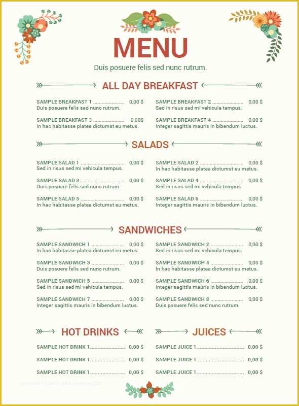 Free Restaurant Menu Templates for Word Of 5 Free Restaurant Menu Templates Word Excel Pdf Templates