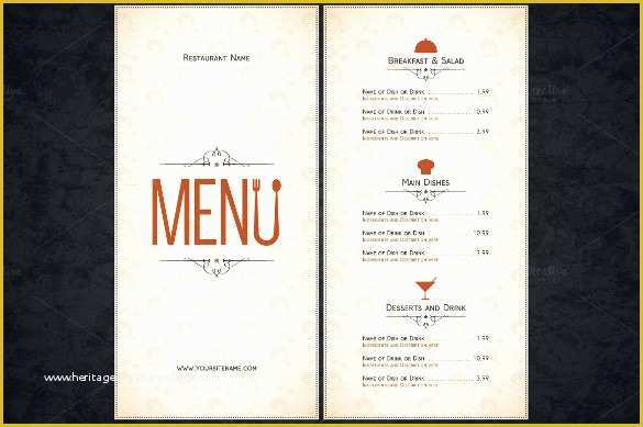 Free Restaurant Menu Templates for Word Of 51 Restaurant Menu Templates Design Psd Docs Pages