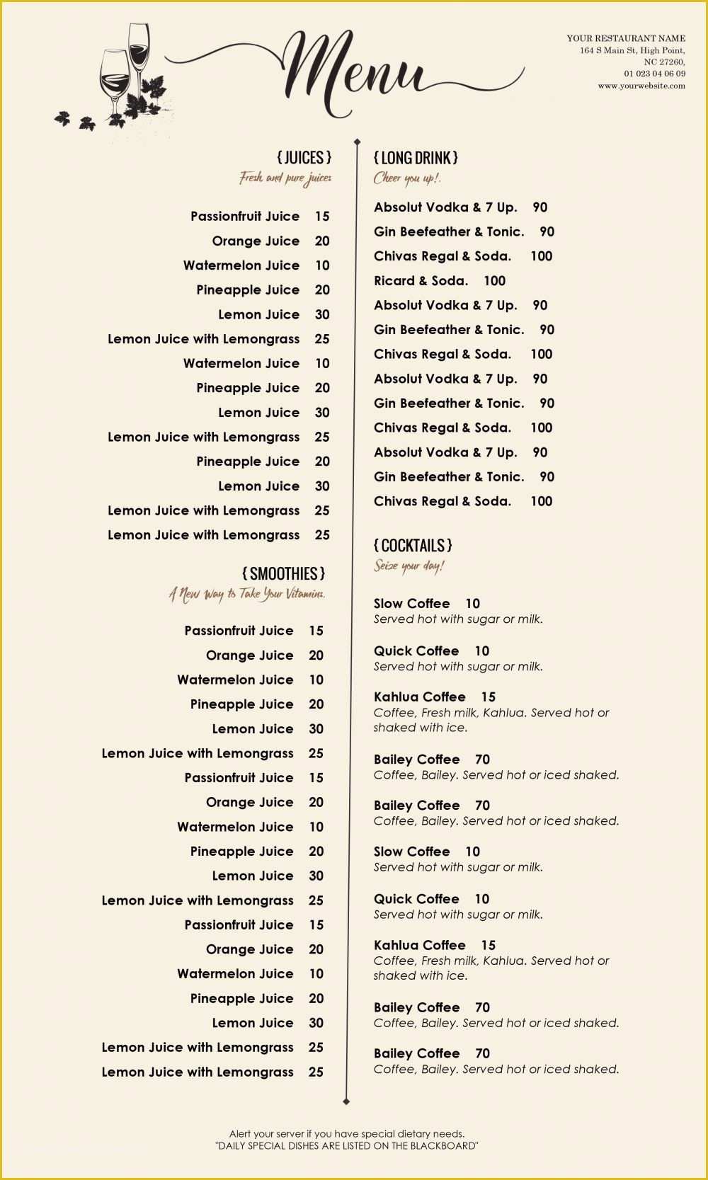 Free Restaurant Menu Templates for Word Of Design & Templates Menu Templates Wedding Menu Food