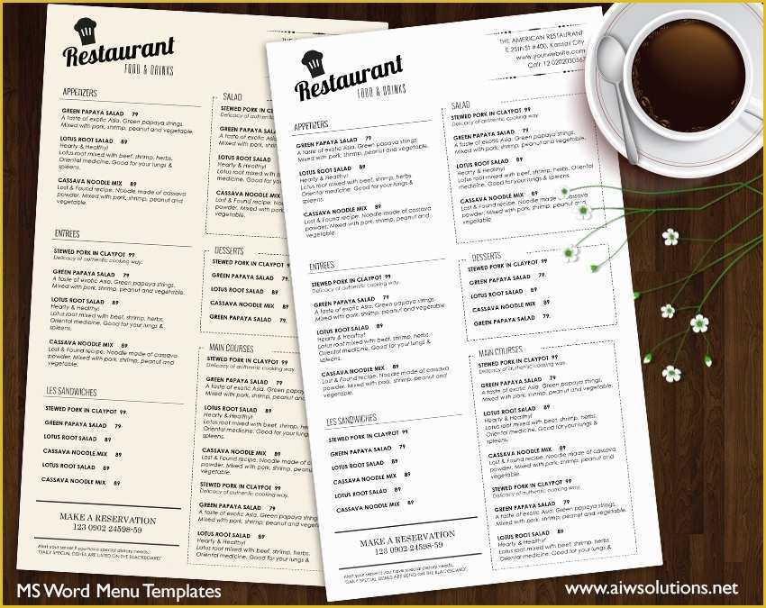 Free Restaurant Menu Templates for Word Of Design & Templates Menu Templates Wedding Menu Food