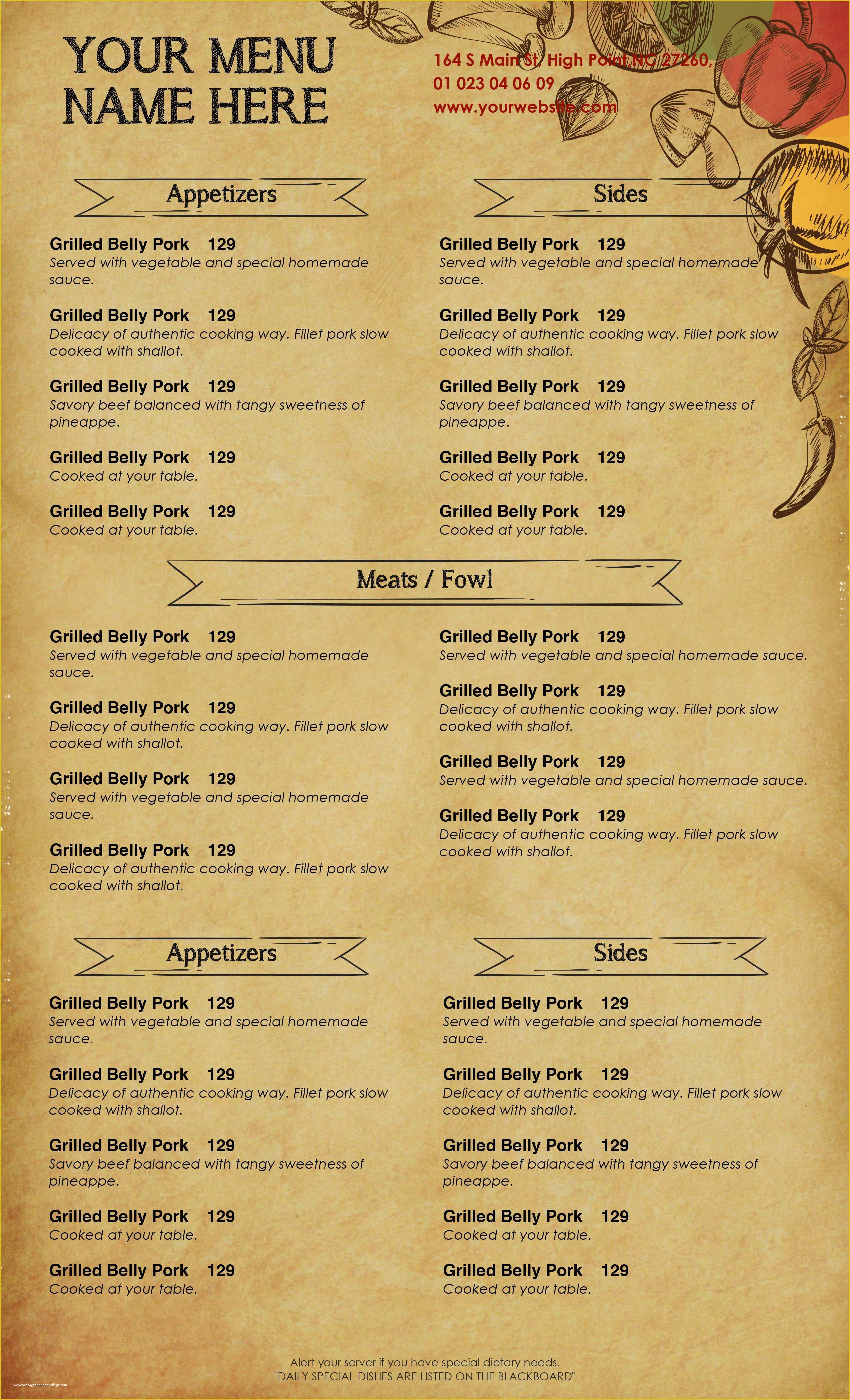 Free Restaurant Menu Templates for Word Of Design &amp; Templates Menu Templates Wedding Menu Food