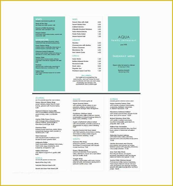 Free Restaurant Menu Templates for Word Of Free Menu Templates for Word