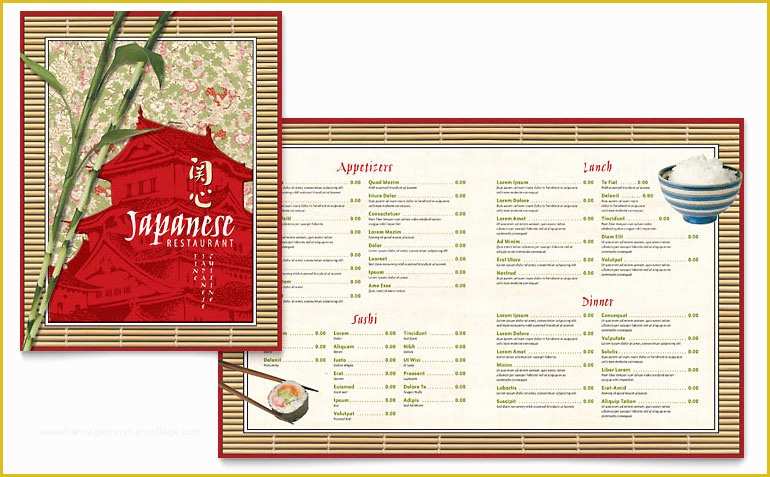 Free Restaurant Menu Templates for Word Of Japanese Restaurant Menu Template Word & Publisher