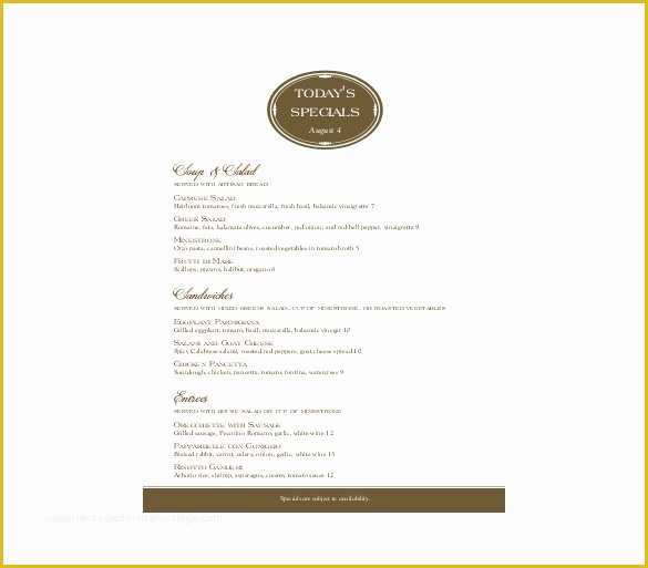 Free Restaurant Menu Templates for Word Of Menu Template Word