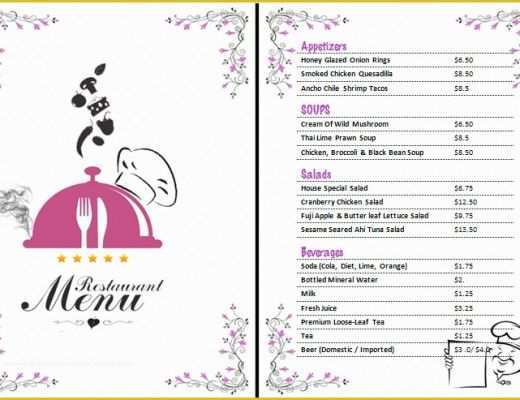 Free Restaurant Menu Templates for Word Of Restaurant Menu Template Microsoft Word