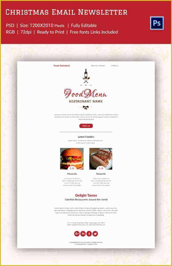 Free Restaurant Newsletter Templates Of 38 Christmas Email Newsletter Templates Free Psd Eps