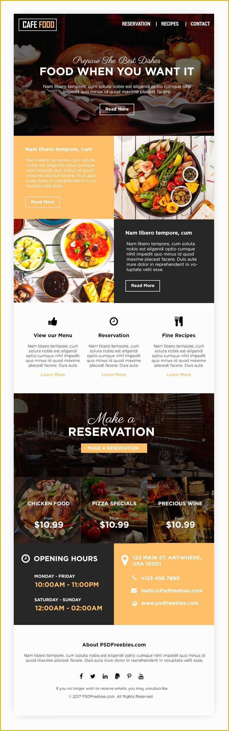 Free Restaurant Newsletter Templates Of Food and Restaurant E Newsletters Free Psd Template