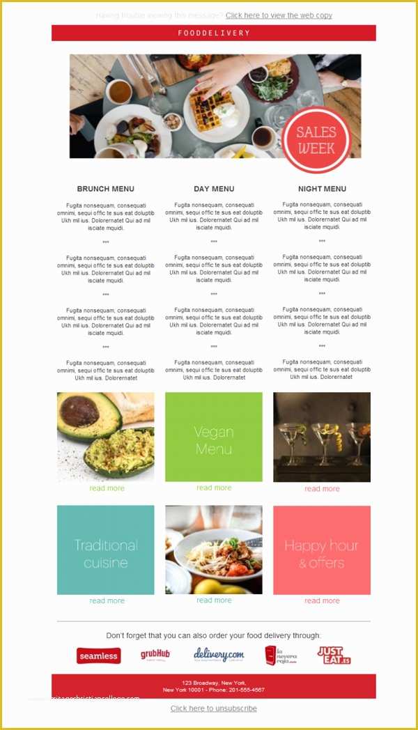 Free Restaurant Newsletter Templates Of Free Email Templates Download Design Restaurant Promos