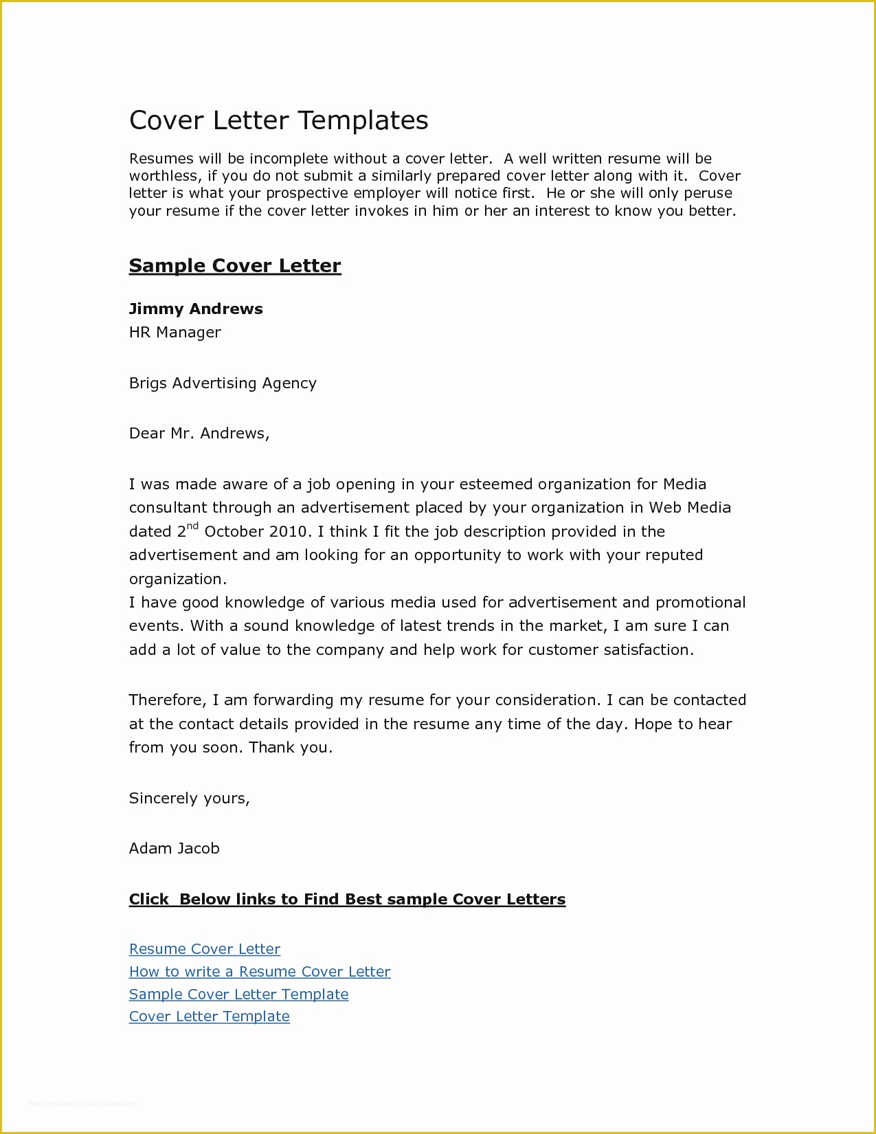 Free Resume Cover Letter Template Of Sample Resume Cover Letters Free Resume Ideas