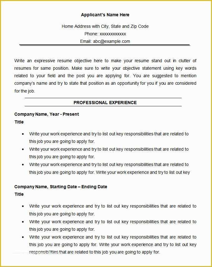 Free Resume Letter Templates Of Chronological Resume Template – 25 Free Samples Examples