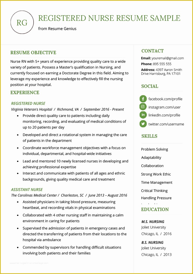 Free Resume Letter Templates Of Nursing Resume Sample & Writing Guide