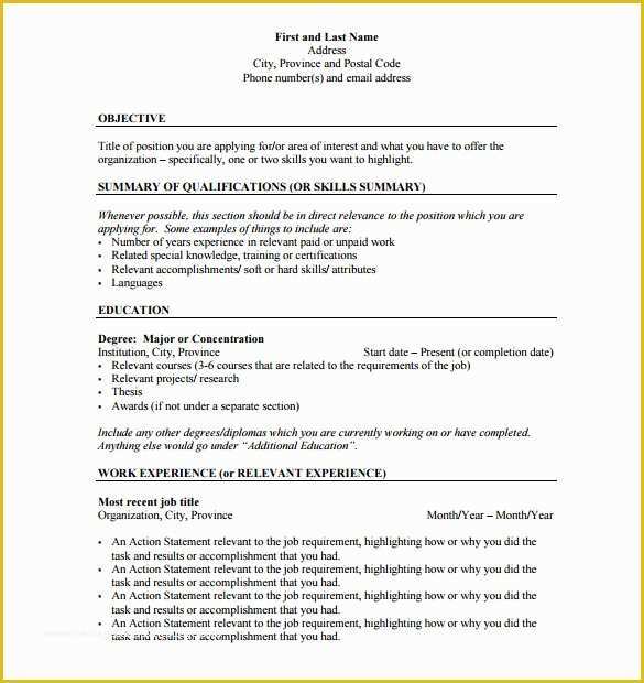 Free Resume Outline Template Of 12 Resume Outline Templates & Samples Doc Pdf